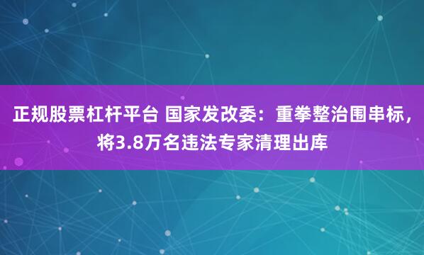 正规股票杠杆平台 国家发改委：重拳整治围串标，将3.8万名违法专家清理出库